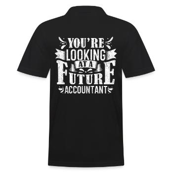 Buchhalter Ausbildung - Männer Poloshirt - Schwarz - Hinten - Kai (181cm)