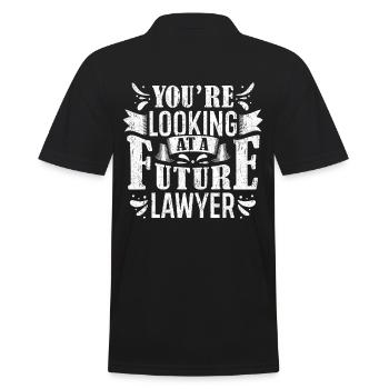 Law Student Gift - Men's Polo Shirt - black - Back - Kai (181cm)