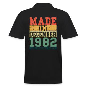 1982 Anniversaire Décembre Vintage Dicton - Polo Homme - noir - Dos - Kai (181cm)