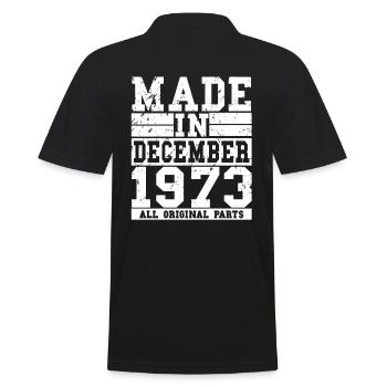 1973 Birthday December Vintage Saying - Men's Polo Shirt - black - Back - Kai (181cm)