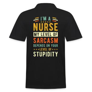 Krankenschwester Geschenk - Männer Poloshirt - Schwarz - Hinten - Kai (181cm)