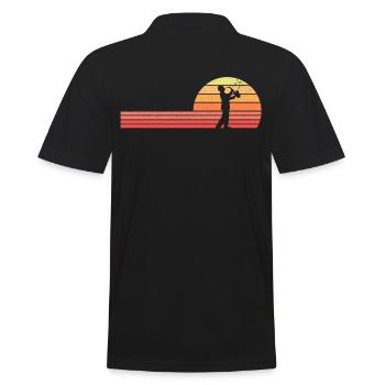Jazz Retro - Männer Poloshirt - Schwarz - Hinten - Kai (181cm)