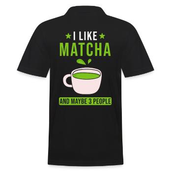 Matcha Tea Saying - Men's Polo Shirt - black - Back - Kai (181cm)