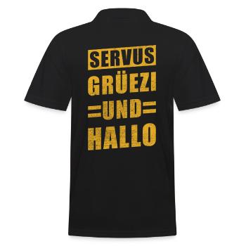 Servus Grüezi and Hello - Men's Polo Shirt - black - Back - Kai (181cm)