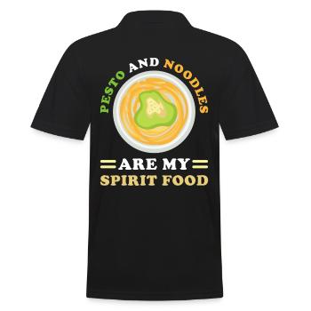 Pesto mit Nudeln - Männer Poloshirt - Schwarz - Hinten - Kai (181cm)