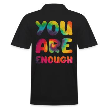 You are enough - Männer Poloshirt - Schwarz - Hinten - Kai (181cm)