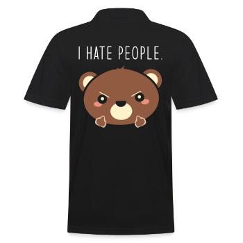 I hate people - Men's Polo Shirt - black - Back - Kai (181cm)