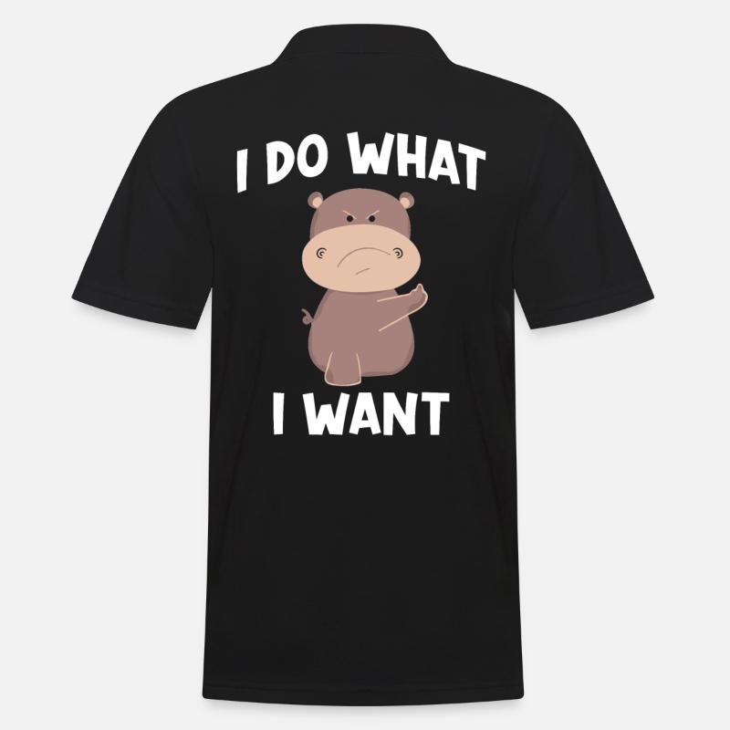 Nilpferd Spruch I do what I want - Männer Poloshirt - Schwarz