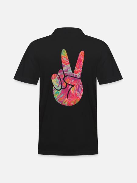 Peace Finger - Men's Polo Shirt - black