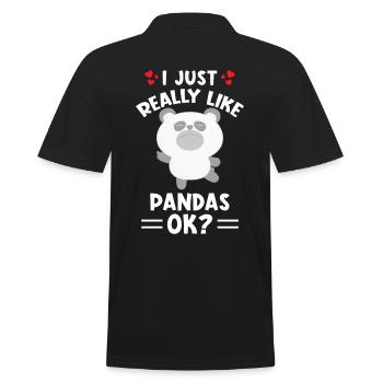I just really like Pandas ok - Men's Polo Shirt - black - Back - Kai (181cm)