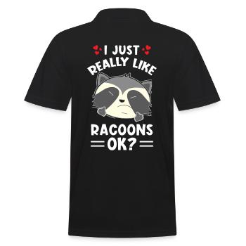 Waschbär Spruch I just really like Raccons ok - Männer Poloshirt - Schwarz - Hinten - Kai (181cm)