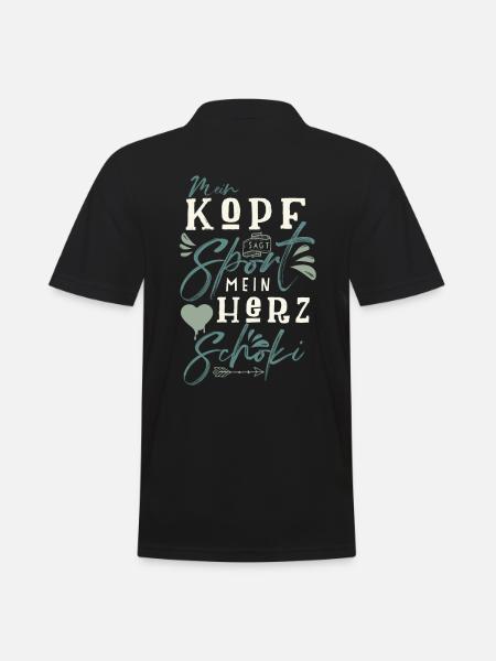 Mein Kopf sagt Sport mein Herz sag Schoki - Männer Poloshirt - Schwarz