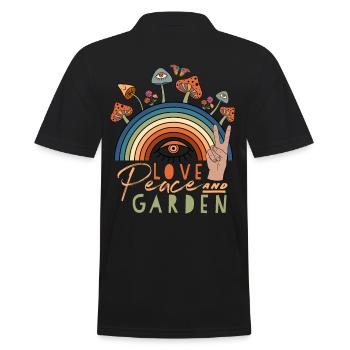 Gardener Garden Gift Love Peace Garden - Men's Polo Shirt - black - Back - Kai (181cm)