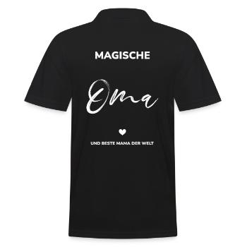 Oma und Mama - Männer Poloshirt - Schwarz - Hinten - Kai (181cm)