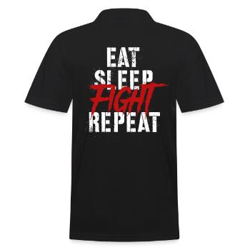 Eat Sleep Fight Repeat - Männer Poloshirt - Schwarz - Hinten - Kai (181cm)