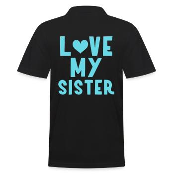 Ich meine Schwester - Männer Poloshirt - Schwarz - Hinten - Kai (181cm)