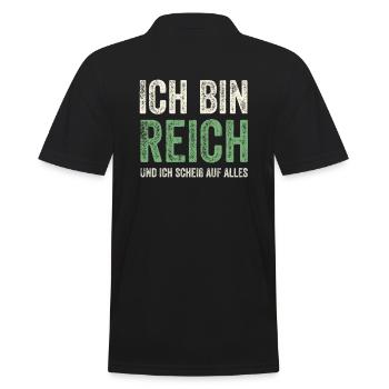 Ich bin Reich und ich scheiß auf alles - Männer Poloshirt - Schwarz - Hinten - Kai (181cm)