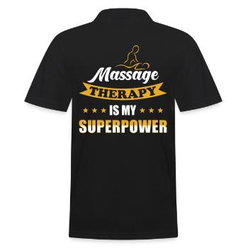 Masseur - Männer Poloshirt - Schwarz - Hinten - Kai (181cm)