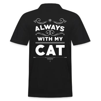 Always with my cat - Men's Polo Shirt - black - Back - Kai (181cm)
