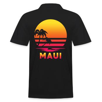 Maui Retro Strand - Männer Poloshirt - Schwarz - Hinten - Kai (181cm)