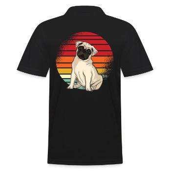 Mops Retro - Männer Poloshirt - Schwarz - Hinten - Kai (181cm)