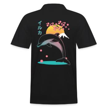 Dolphin Japan Aesthetic - Men's Polo Shirt - black - Back - Kai (181cm)