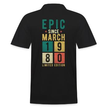 Anniversaire Mars 1980 - Polo Homme - noir - Dos - Kai (181cm)