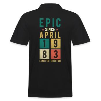 Birthday April 1983 - Men's Polo Shirt - black - Back - Kai (181cm)