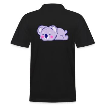 Schlafendes Koala - Männer Poloshirt - Schwarz - Hinten - Kai (181cm)