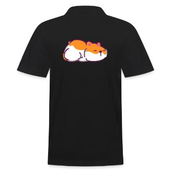 Schlafender Hamster - Männer Poloshirt - Schwarz - Hinten - Kai (181cm)