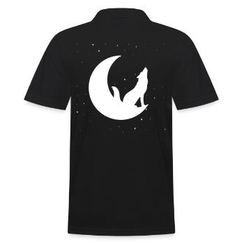 Wolf Mond - Männer Poloshirt - Schwarz - Hinten - Kai (181cm)