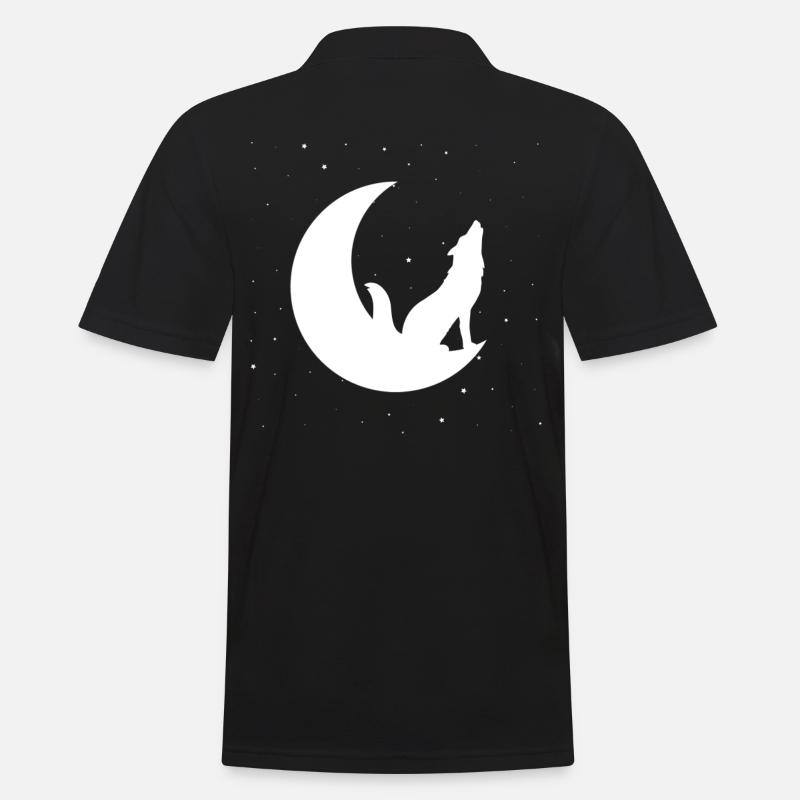 Wolf Mond - Männer Poloshirt - Schwarz