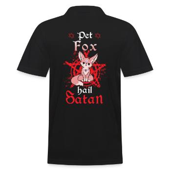 Pet Fox Hail Satan - Männer Poloshirt - Schwarz - Hinten - Kai (181cm)