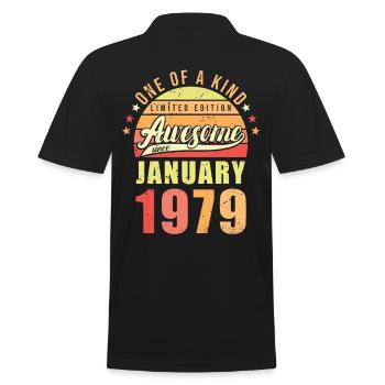 Geburtstag Januar 1979 - Männer Poloshirt - Schwarz - Hinten - Kai (181cm)