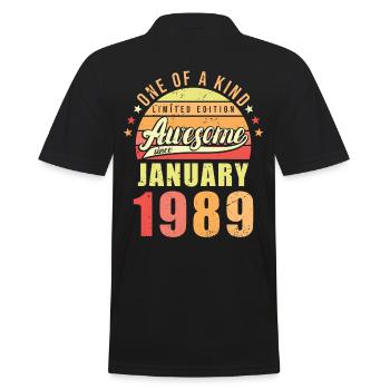 Geburtstag Januar 1989 - Männer Poloshirt - Schwarz - Hinten - Kai (181cm)