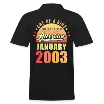 Geburtstag Januar 2003 - Männer Poloshirt - Schwarz - Hinten - Kai (181cm)