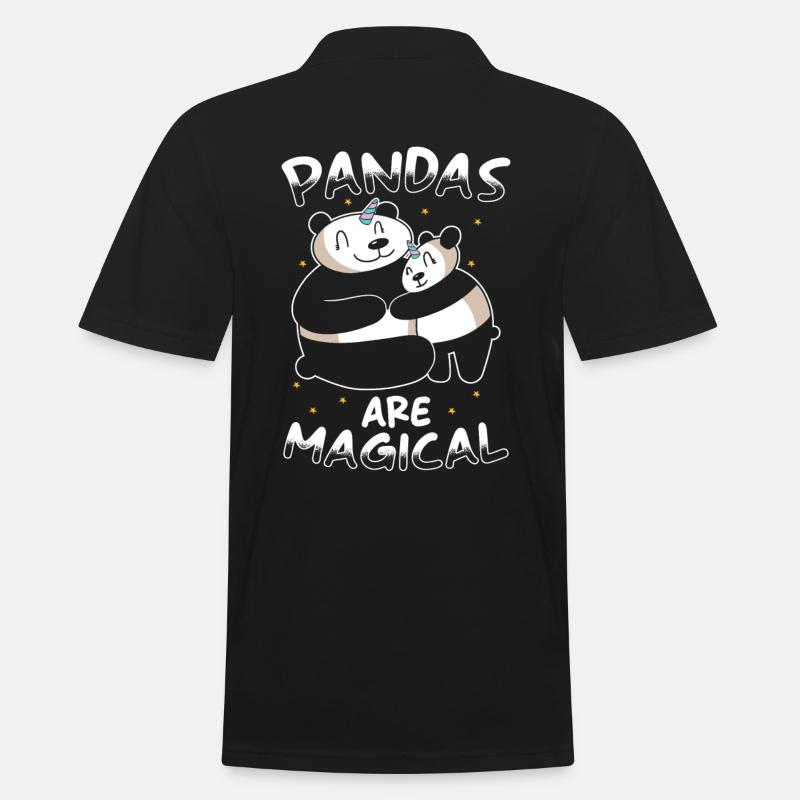 Panda Einhorn Panda - Männer Poloshirt - Schwarz