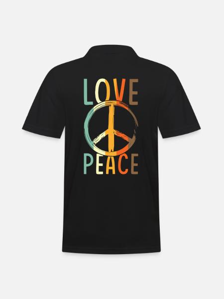 Love Peace Friedenszeichen - Männer Poloshirt - Schwarz