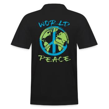 Weltfrieden Erde Planet Friedenszeichen - Männer Poloshirt - Schwarz - Hinten - Kai (181cm)
