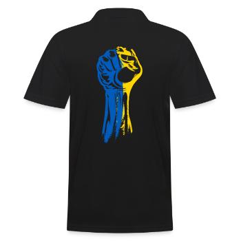 Ukraine Faust in Ukraine Farben - Männer Poloshirt - Schwarz - Hinten - Kai (181cm)