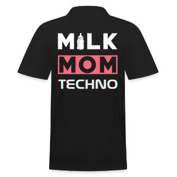 Milk Mom Techno - Männer Poloshirt - Schwarz - Hinten - Kai (181cm)