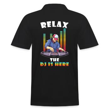 DJ Gift Relax the DJ is here - Men's Polo Shirt - black - Back - Kai (181cm)