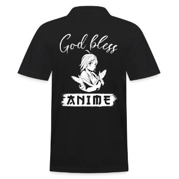 Anime - Männer Poloshirt - Schwarz - Hinten - Kai (181cm)