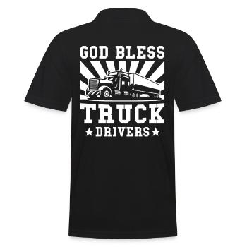 Truck Driver Gift - Men's Polo Shirt - black - Back - Kai (181cm)