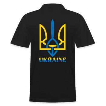 Drapeau de l’Ukraine avec le symbole de l’Ukraine - Polo Homme - noir - Dos - Kai (181cm)