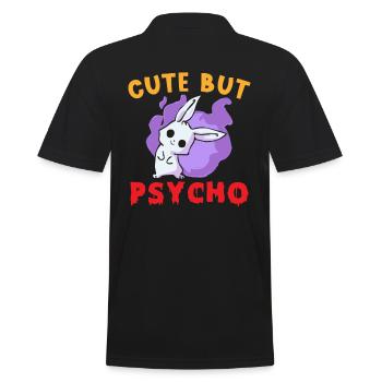 Cute but Psycho Hase Goth - Men's Polo Shirt - black - Back - Kai (181cm)