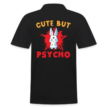 Cute but Psycho Hase Goth - Men's Polo Shirt - black - Back - Kai (181cm)