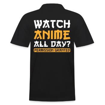 Anime Watch Anime all day - Men's Polo Shirt - black - Back - Kai (181cm)