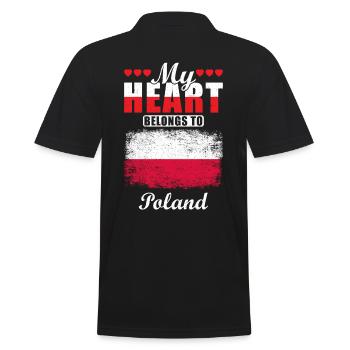 My Heart Belongs to Poland - Männer Poloshirt - Schwarz - Hinten - Kai (181cm)
