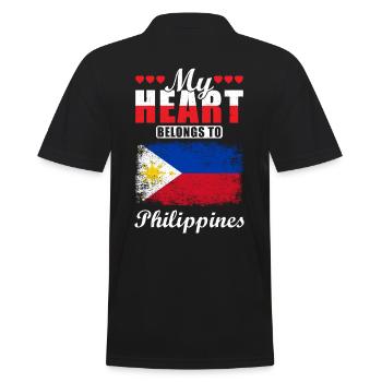 Mon cœur appartient aux Philippines - Polo Homme - noir - Dos - Kai (181cm)